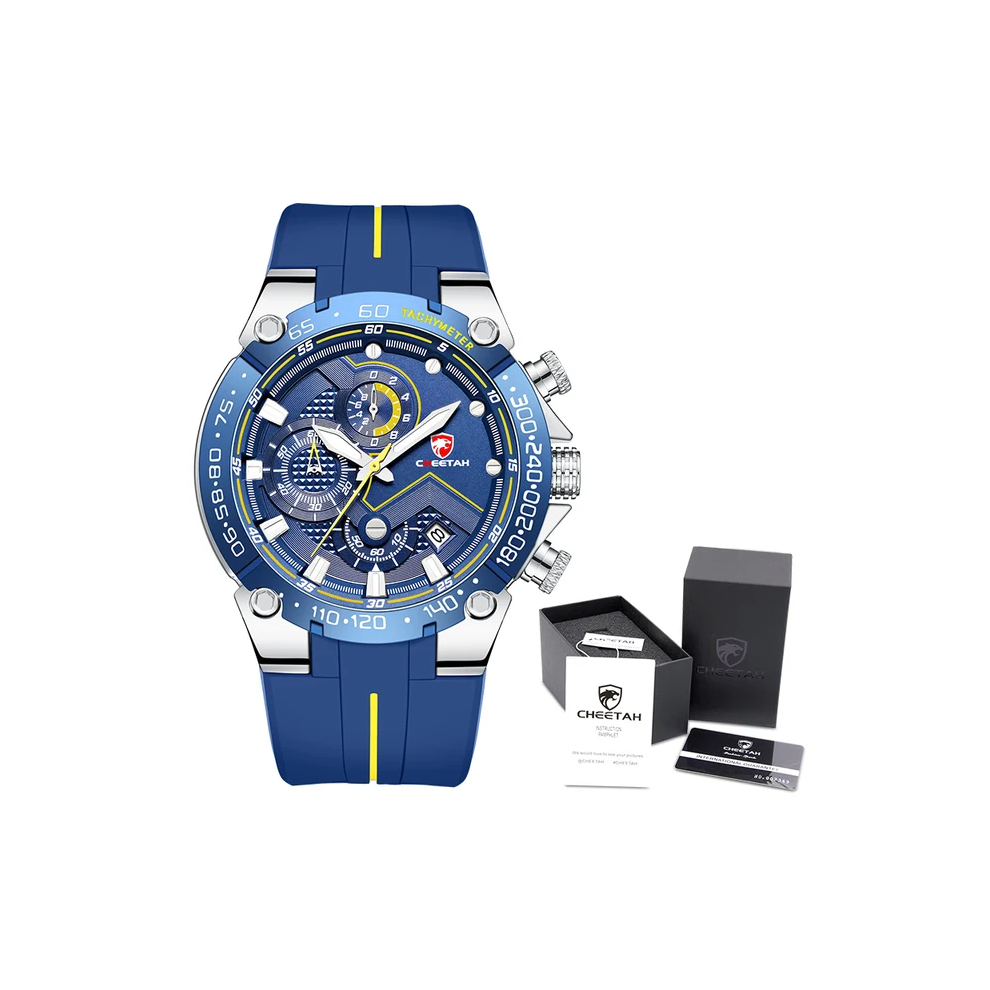 (Blue) Men Watches Big Dial Watch Waterproof Quartz Wristwatch Sports Chronograph Clock
