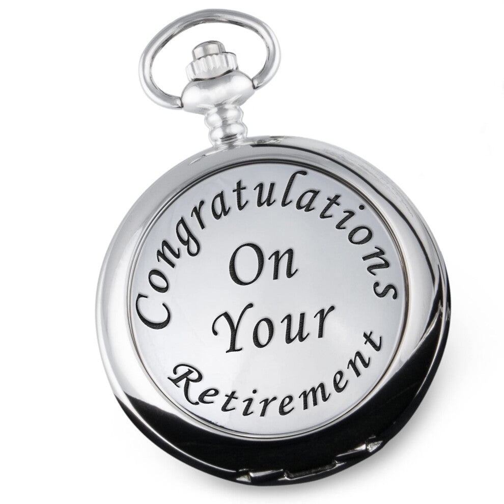 Engraved Men's Pocket Watch 'On Your Retirement' Case in Wooden Box
