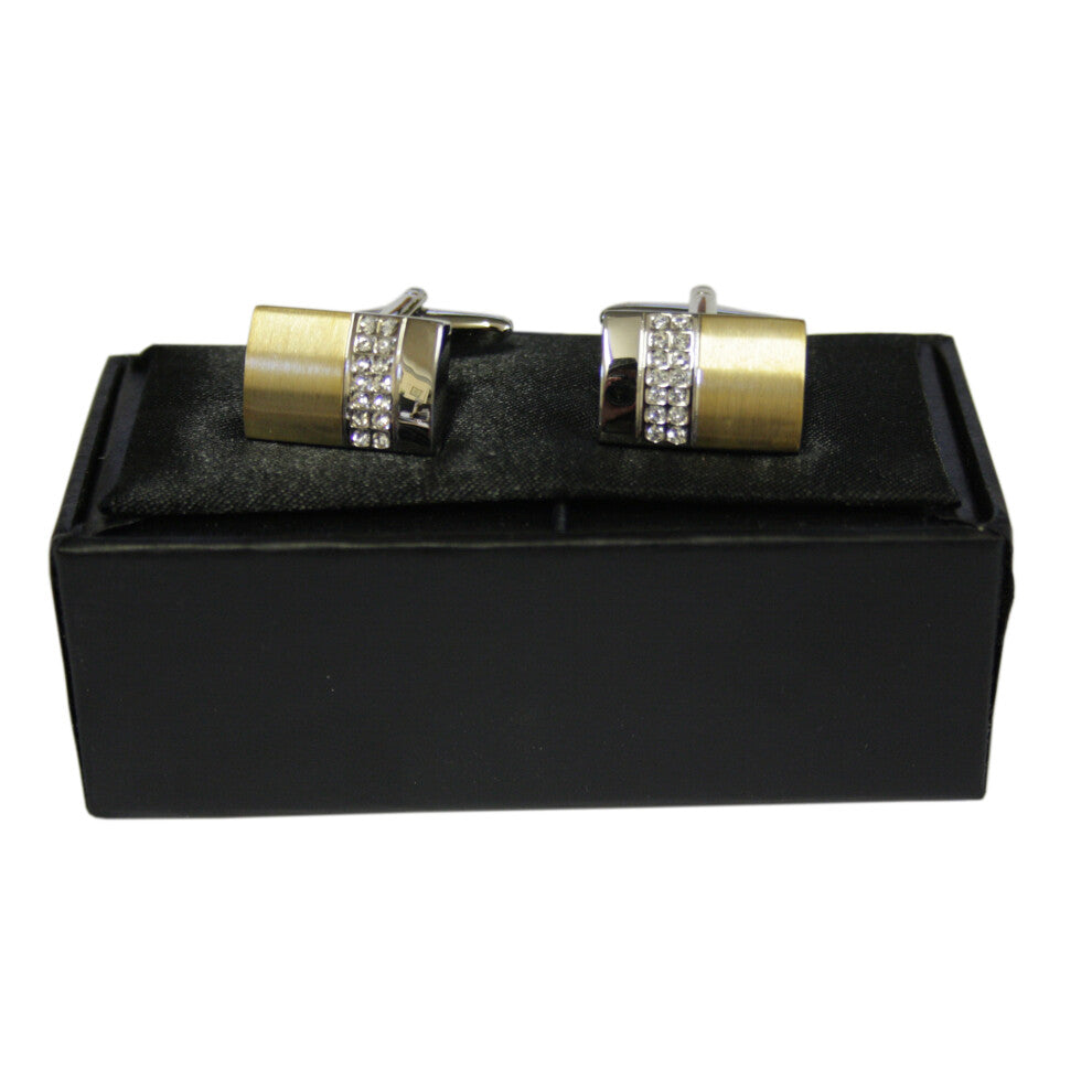 Two-Tone Crystal Cufflinks