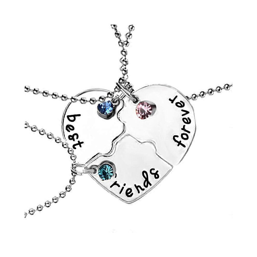 (As show, One size) Best Friends Forever and Ever Friendship Necklaces for 3-4,Alloy Heart Matching Puzzle Piece BBF Pendant Necklace Friendship