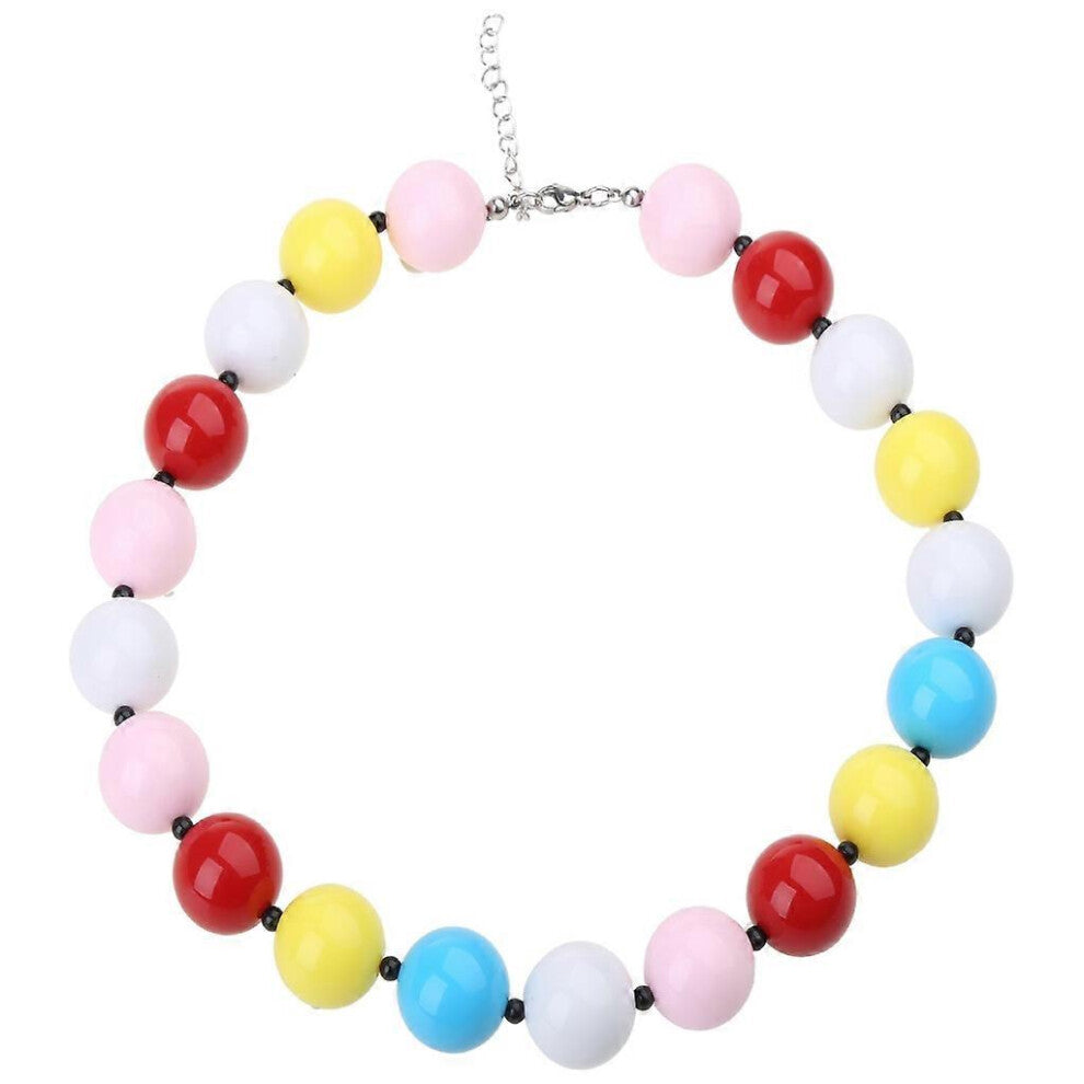 (Pink, One size) Acrylic Chunky Beads Necklace Statement Bubblegum Necklace Dress Up Jewelry