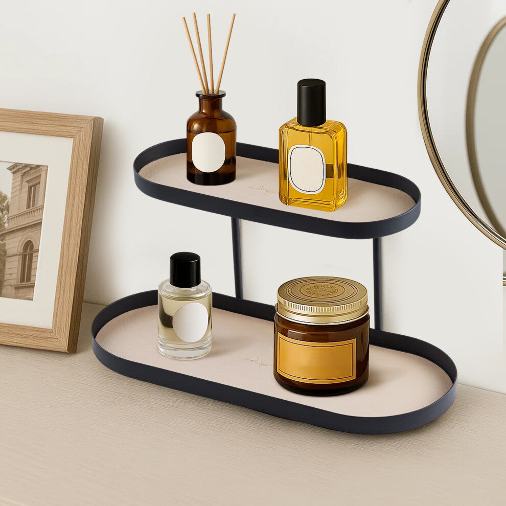 1pc double-layer oval storage box for jewelry  keystabletop organizer