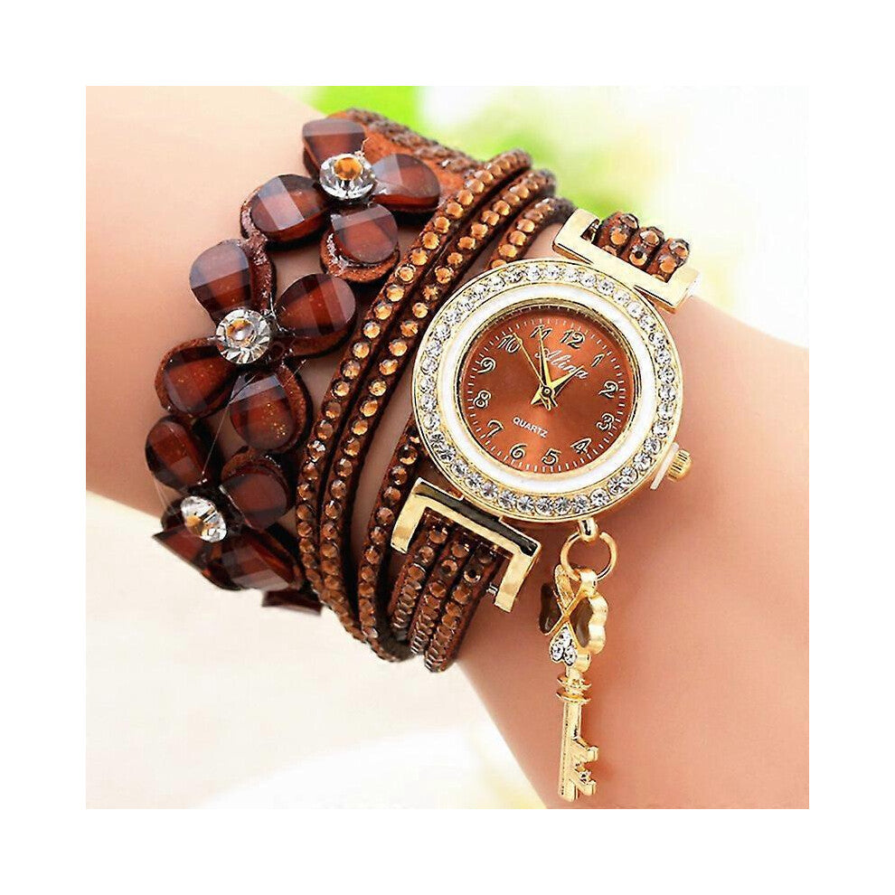 (As show, One size) Fashion Chimes Diamond Leather Bracelet Lady Womans Wrist Watch Wrist Watch for Elderly Watches for Seniors Women Women Watch Leat