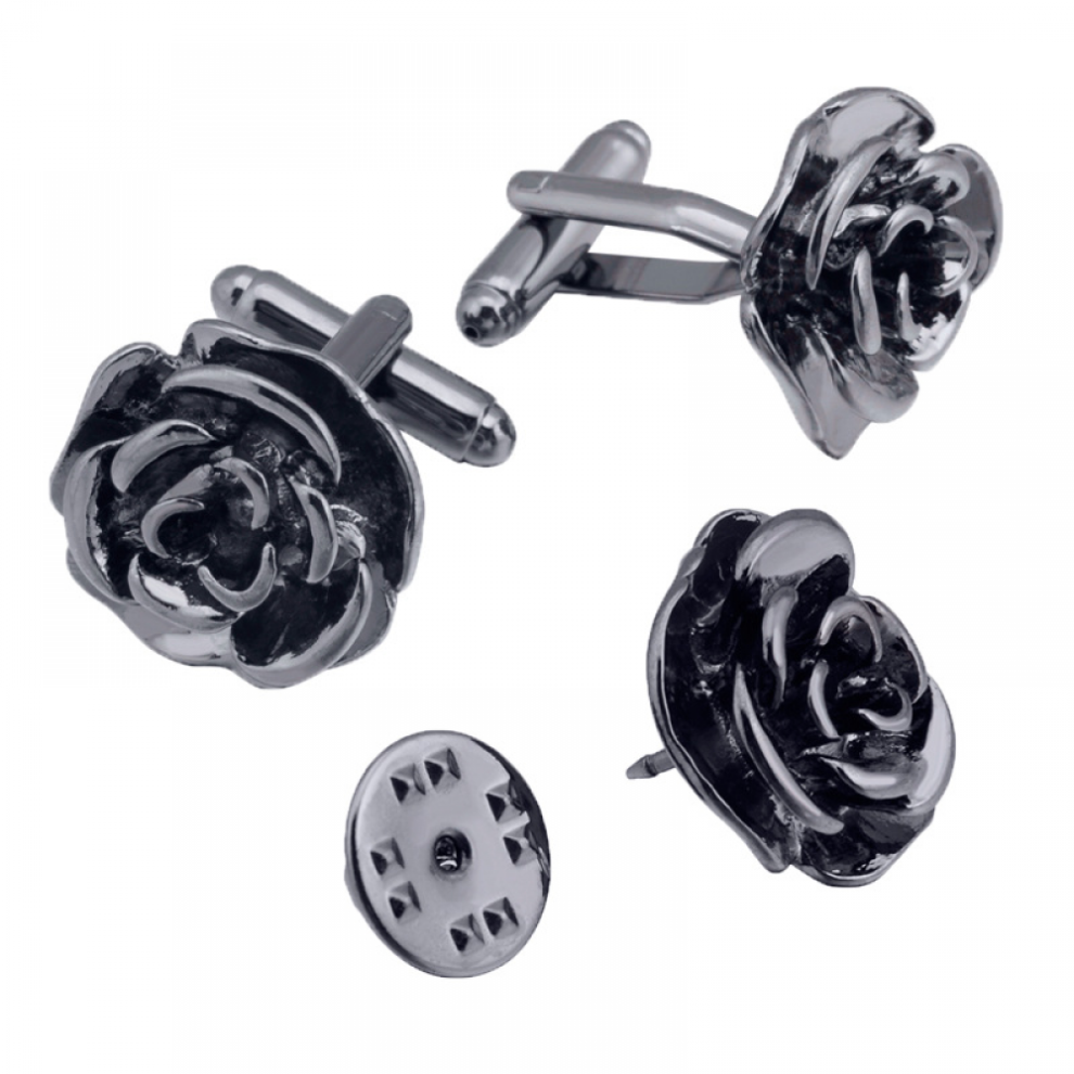 (2PCS)Rose Flower Cufflinks for Women and Men with Gift Box, Perfect for French Shirts and Tuxedo Attire