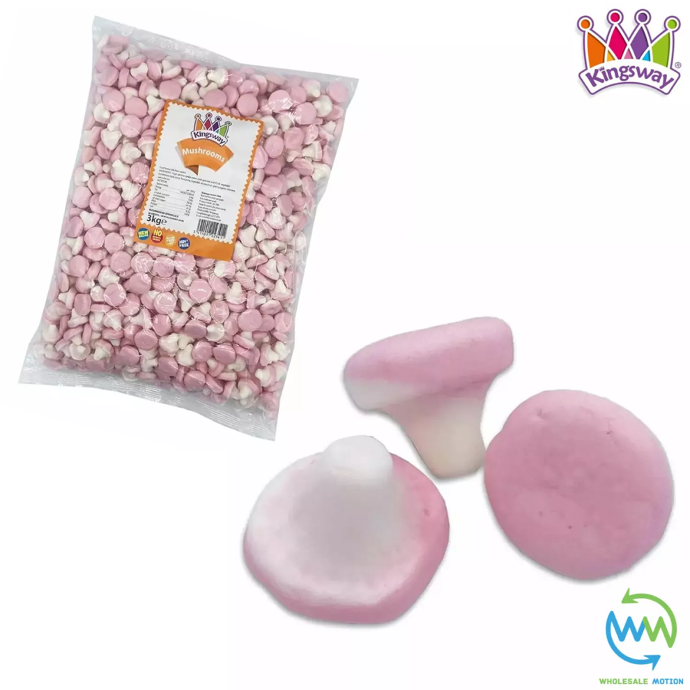 2.5KG - STRAWBERRY MUSHROOMS Sweets GUMMY Candy FOAM MUSHROOM JELLY Kingsway PICK N MIX
