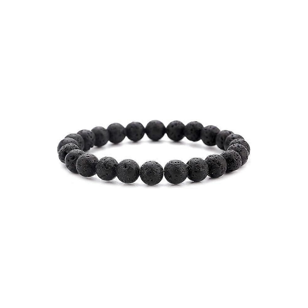 (As show, One size) Men Women 8mm Natural Stone Beads Bracelet Elastic Yoga Agate Bracelet Bangle