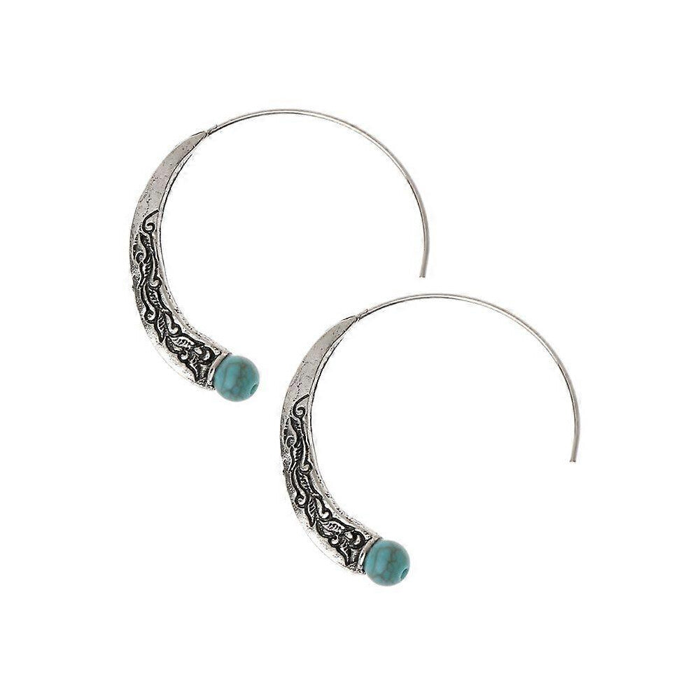 (As show, One size) Boho Hoops Earrings Tibetan Gypsy Bollywood Ethnic Earrings Jewelry Decor Gifts
