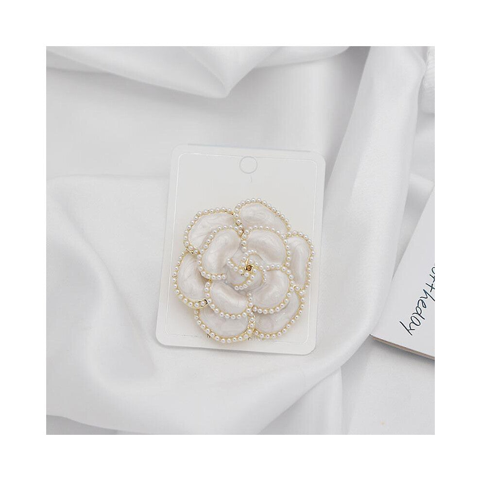 (As show, One size) Flower Brooch Petal Elegant Fine Art Brooch Lady Wedding Party Brooch Simple Broochwhite