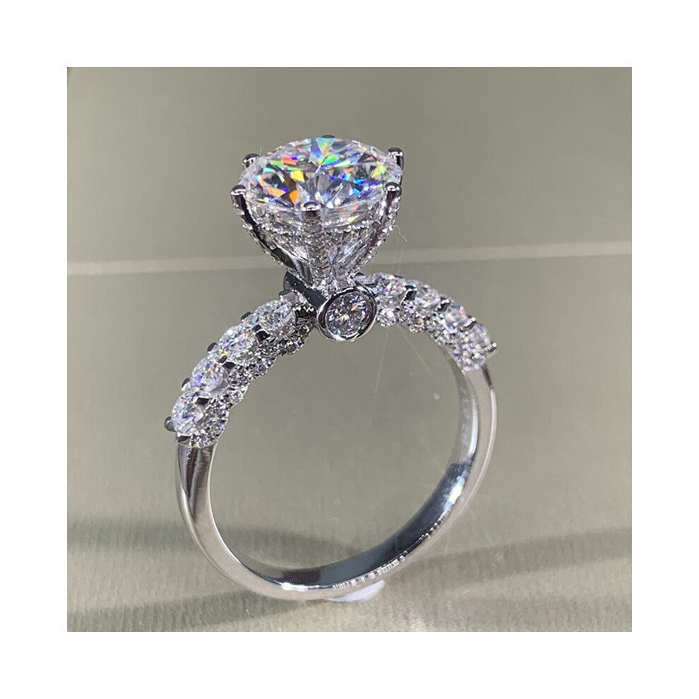 (F1393 Platinum, No. 7) Platinum-Plated Crystal Ring - Women's Jewelry, Sparkling Star Wedding Engagement Ring & Perfect Birthday Gift