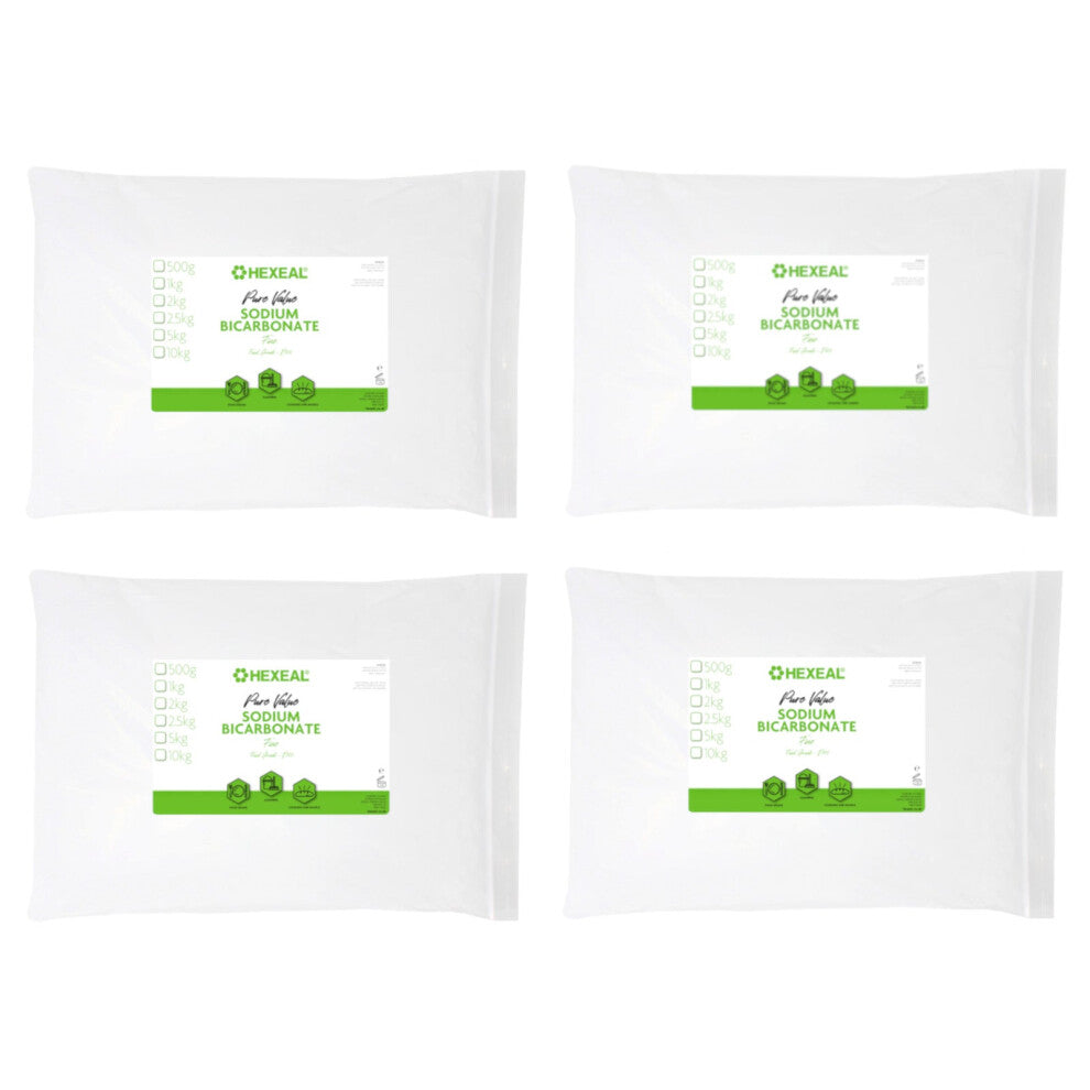 Hexeal Pure Value Sodium Bicarbonate 20kg – 4 x 5kg Bags of Food Grade, Fine Powder, E509