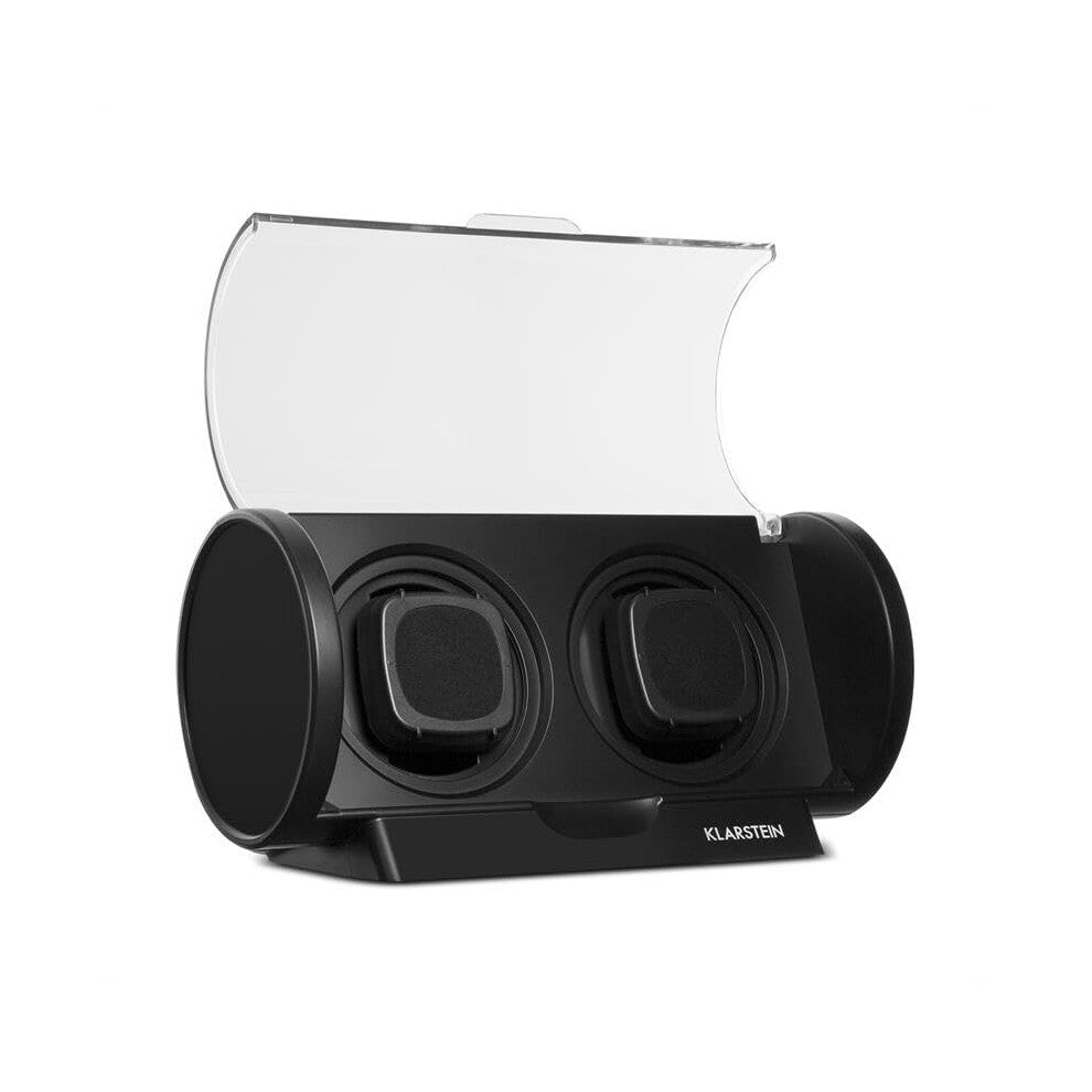 KLARSTEIN Lugano Watch Winder - Plastic, 2 Watches, 4 Different Rotation Modes, Low Energy Consumption, Large Transparent Viewing Window, Rotatable in