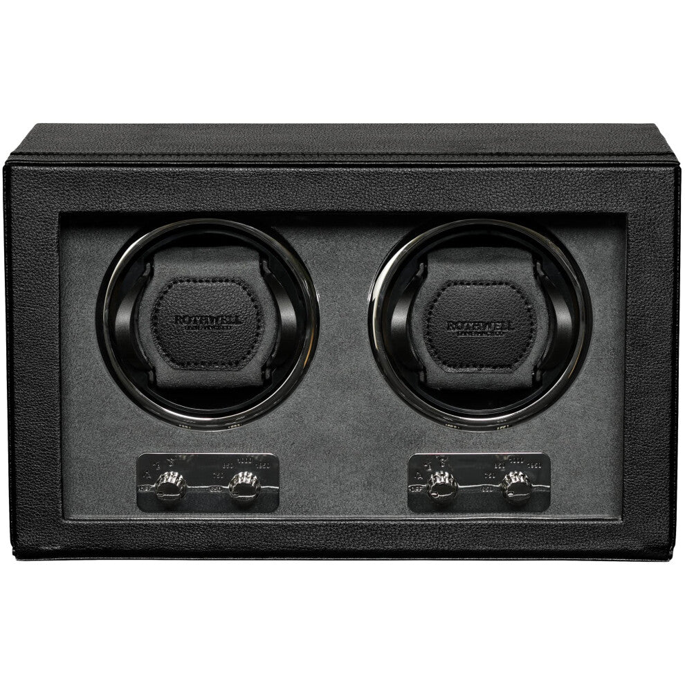 ROTHWELL Double Watch Winder for Automatic Watches with Quiet Motor with Multiple Speeds and Rotation Settings (Black-Grey)
