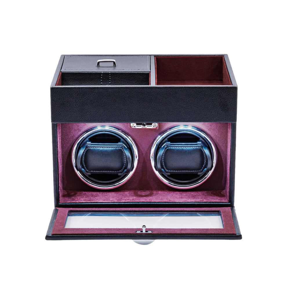 Mcbazel Automatic Double Watch Winder with Storage Box, Watch Winders for 2 Watches,Automatic Watch Winder Box with Quiet Motor(Wine Red)