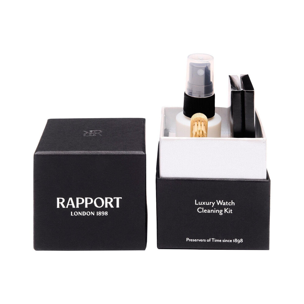 Rapport Luxury Watch Cleaning Kit, Premium Maintenance Set for Stainless Steel, Gold, and Leather Watches, Includes Cleaning Solution, Microfiber