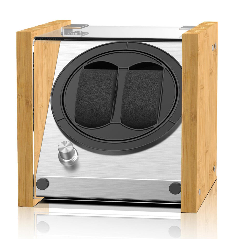 Watch Winder Smith Watch Winder Box for Automatic Watches or Compatible with Couple Size Double, Craftsmanship 100% Bamboo Wood Patent Housing Case,