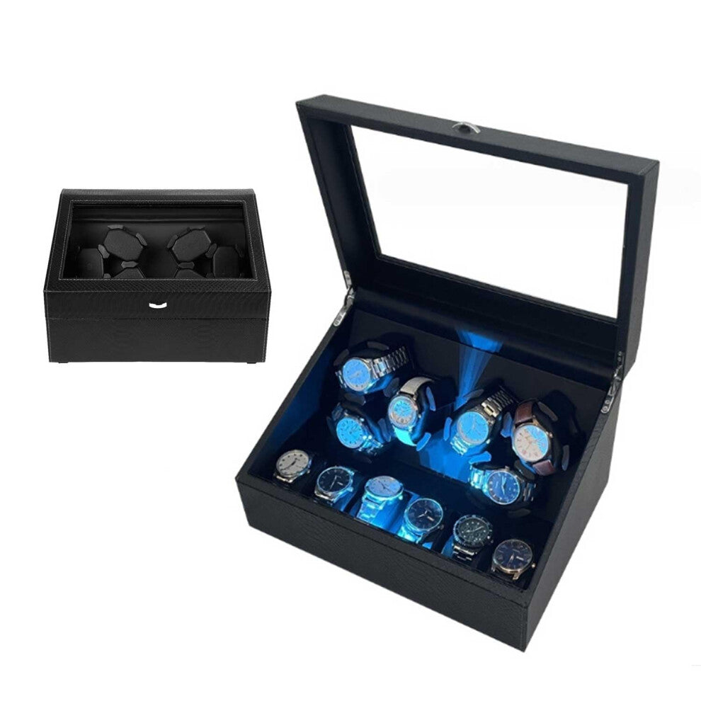 Gziztx Automatic Watch Winder with 6 Watch Rotators and 6 Display Storage Spaces, Super Quiet Motor, LED Backlight, 4 Modes, Watches Rotation Display