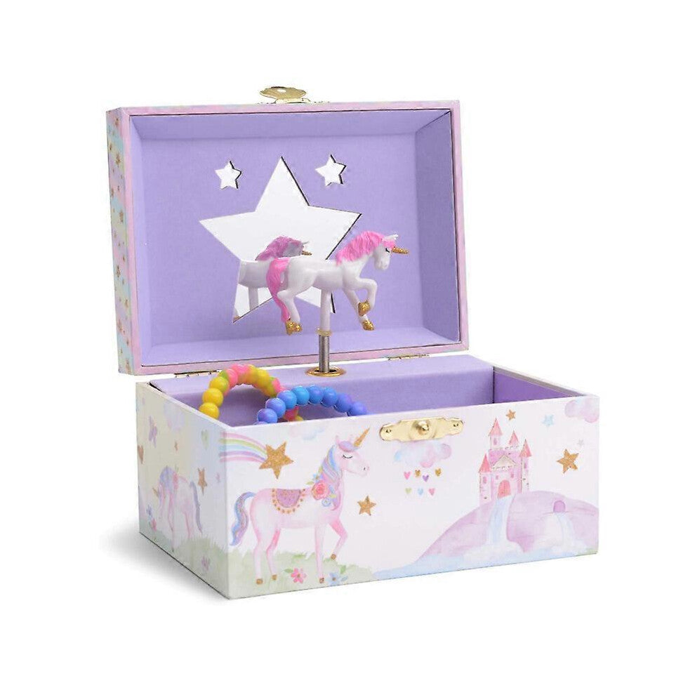 (As show, One size) Rainbow Unicorn and Glitter Stars Music Box, Storage Drawer, The Beautiful Dreamer Melody