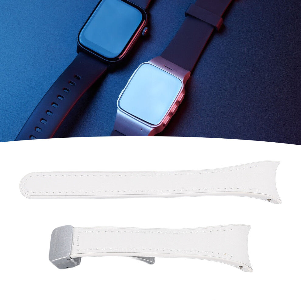 Silicone Watch Band for Watch 6 5 4 Series Smartwatch Replacement Strap for Women Folding Buckle Snug Fit White