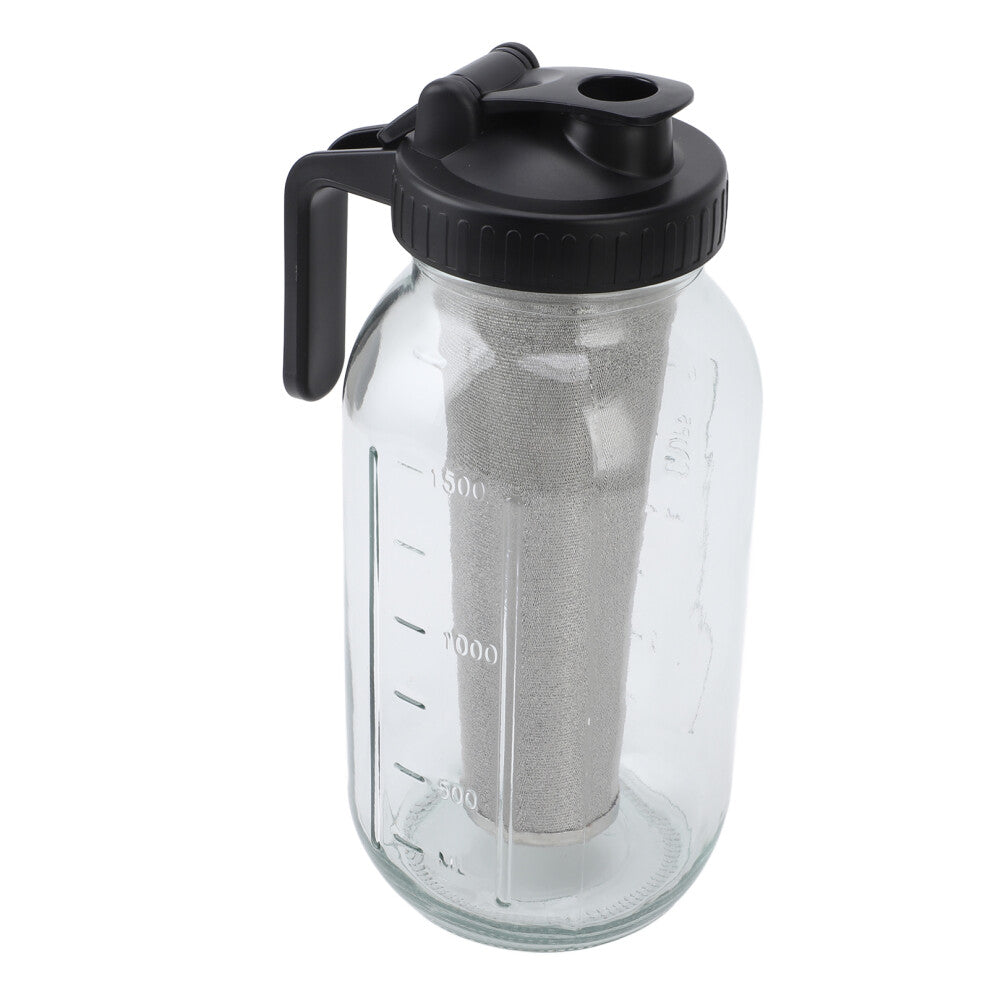 Cold Brew Coffee Maker Pitcher with Stainless Steel Filter Thick Glass Iced Coffee Maker Pitcher Jar with Spout Lid and Handle 2000ml
