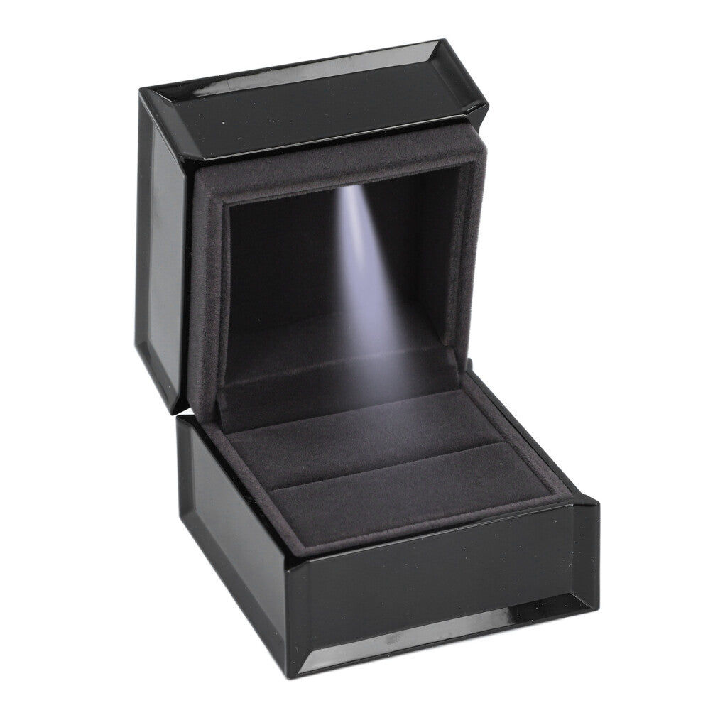 Pendant Necklace Box LED Light Pendant Necklace Gift Box Velvet Jewelry Box Storage Case for Proposal Engagement Wedding Birthday Black