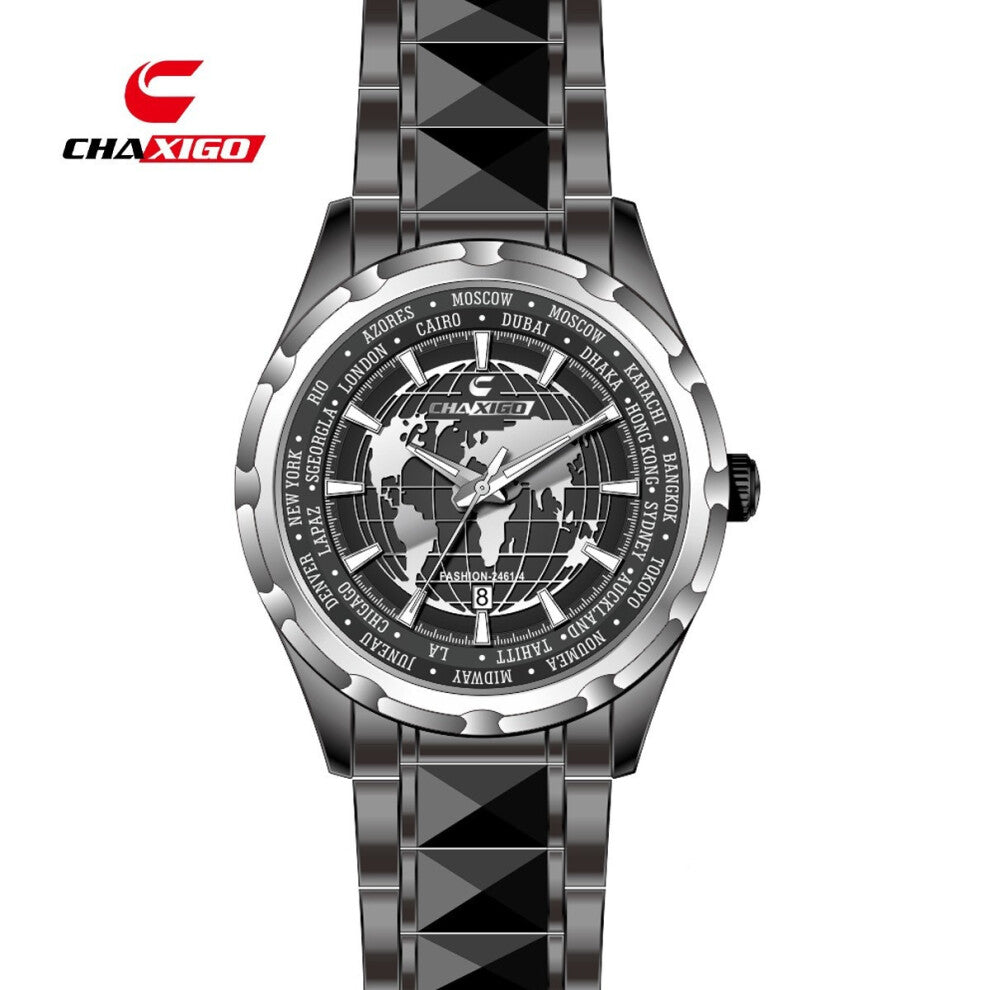 (Black 2461-4, Male style) CHAXIGO Cassig fashionable men's watches, couple waterproof, business women's quartz watches
