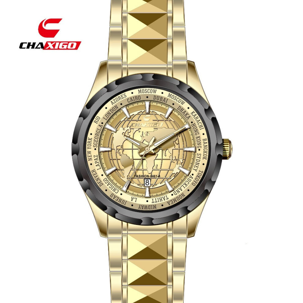 (Gold 2461-4, Male style) CHAXIGO Cassig fashionable men's watches, couple waterproof, business women's quartz watches