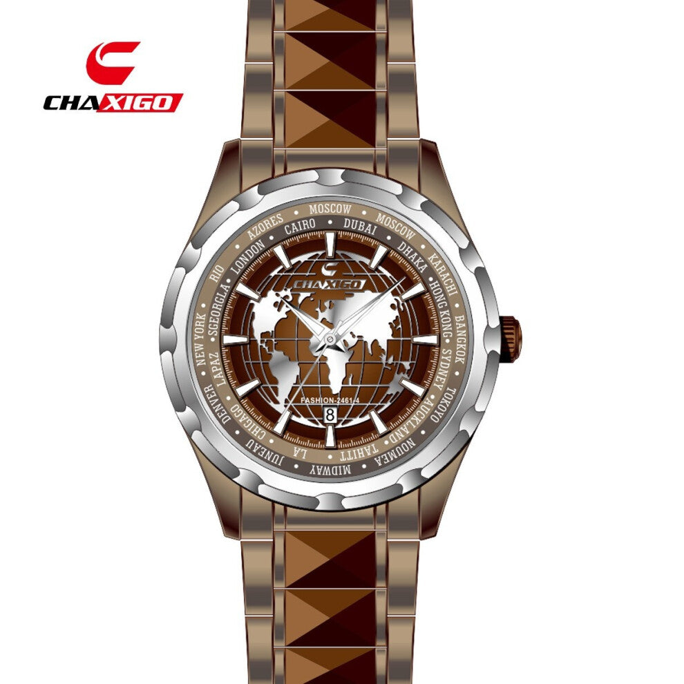 (Coffee 2461-4, Female style) CHAXIGO Cassig fashionable men's watches, couple waterproof, business women's quartz watches