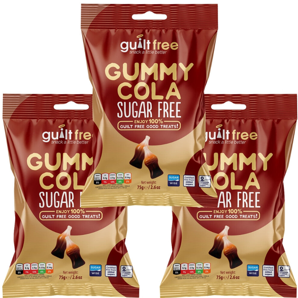 (Pack of 3) Sugar Free Gummy Cola 75g Diabetic Friendly Treats