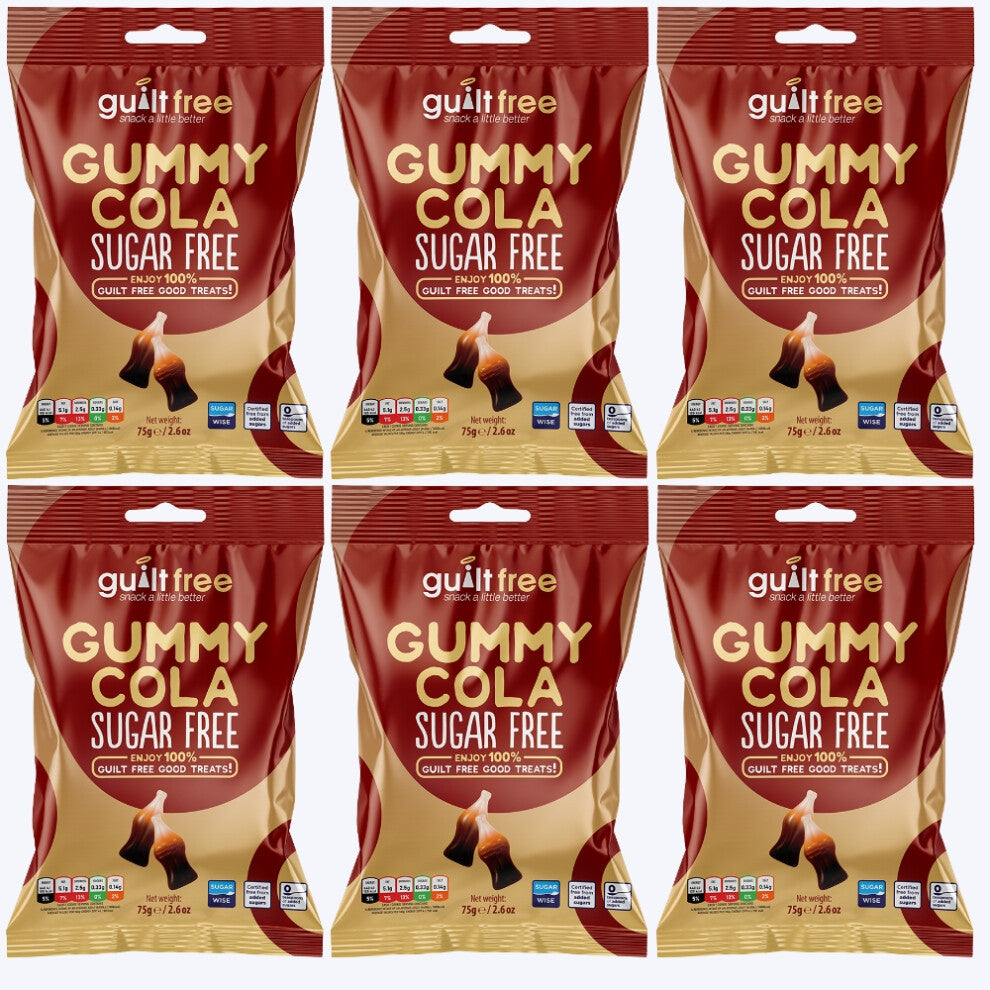 (Pack of 6) Sugar Free Gummy Cola 75g Diabetic Friendly Treats