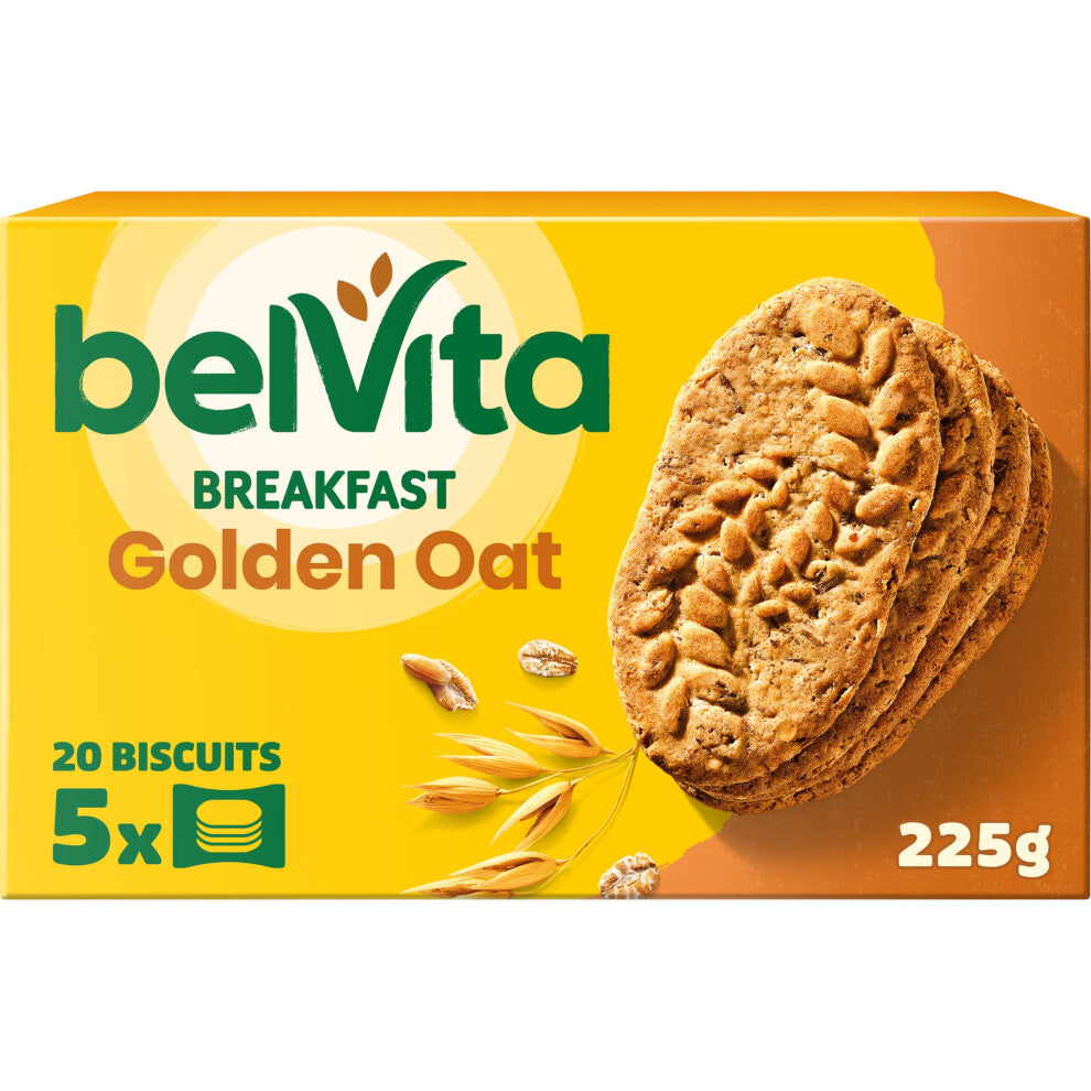 BelVita Breakfast Biscuits Golden Oat, Wholegrain & High in Fibre, (5 x 45 g) (Pack of 10) Total 200 Biscuits