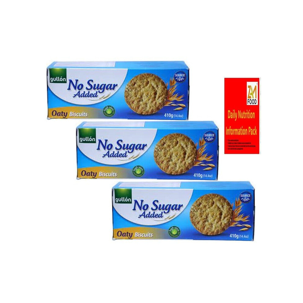 Gullon No Added Sugar Oaty Biscuits 410g Pack of 3, Perfect Healthy biscuits for diabetic diet, Available for Hampers on all Occasions with zamfoods