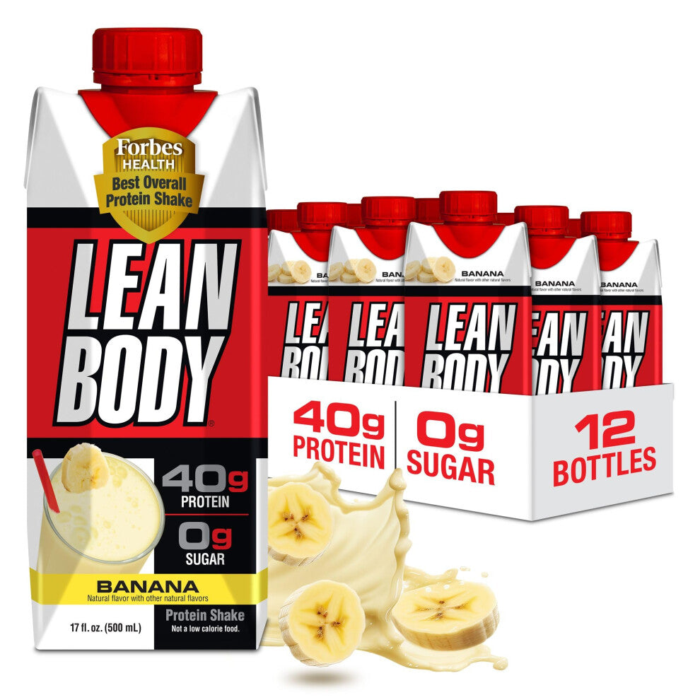 Lean Body Ready-to-Drink Protein Shake, 40g Protein, Gluten Free, 22 Vitamins & Minerals, (Recyclable Carton & Lid - Pack of 12) LABRADA (Banana)