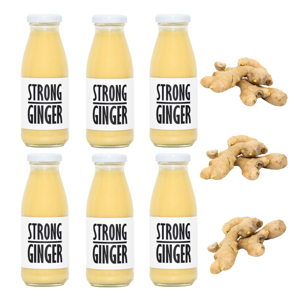 PRESSUICE Fresh Strong Ginger Juice not from concentrate | 6 bottles pack x 240 ml Vege Juices NFC | Pressed Ginger Semi Sweet Drink | No added Sugar