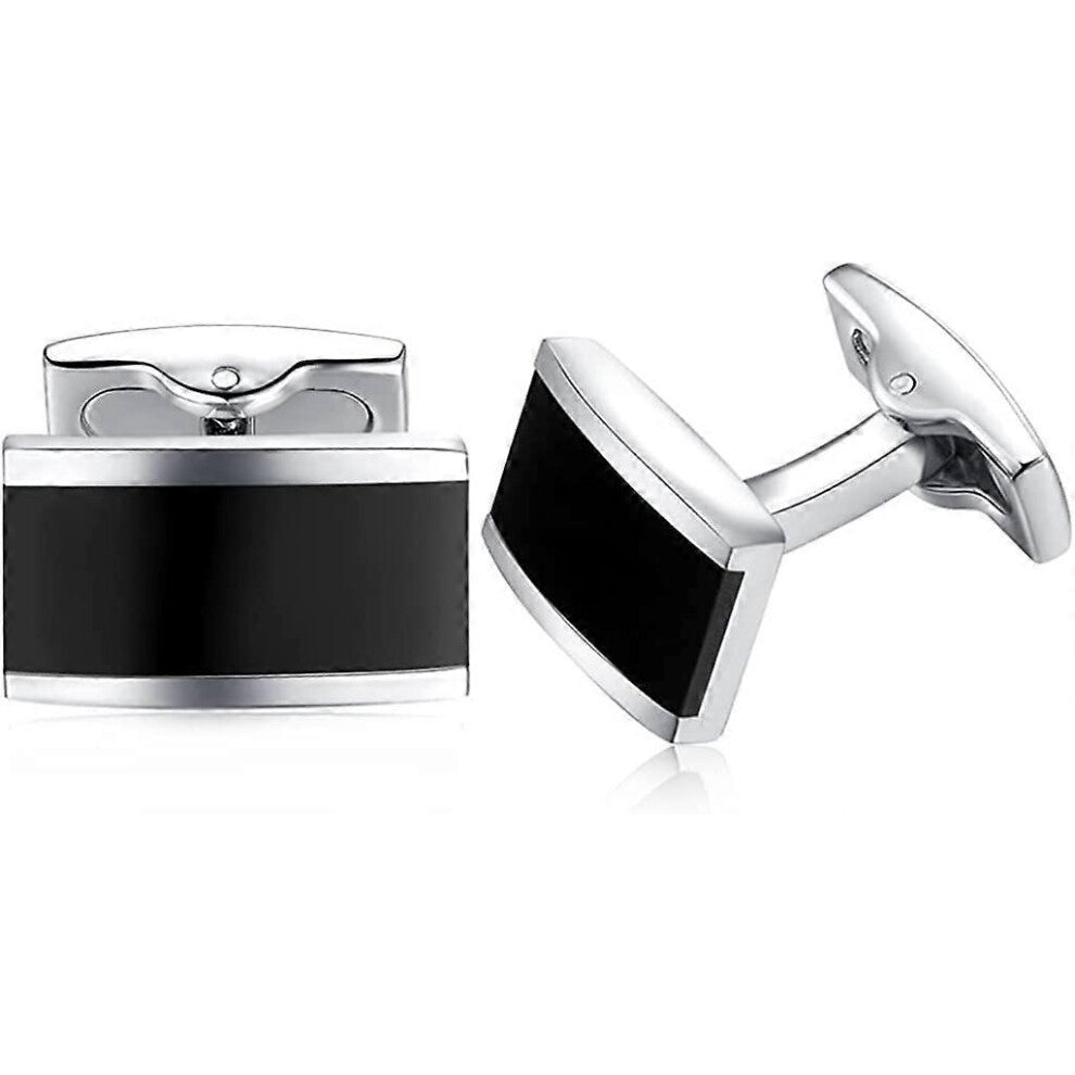 (As show, One size) Men&#39;s Cufflinks-Rectangle Brushed Stainless Steel, for Business Wedding
