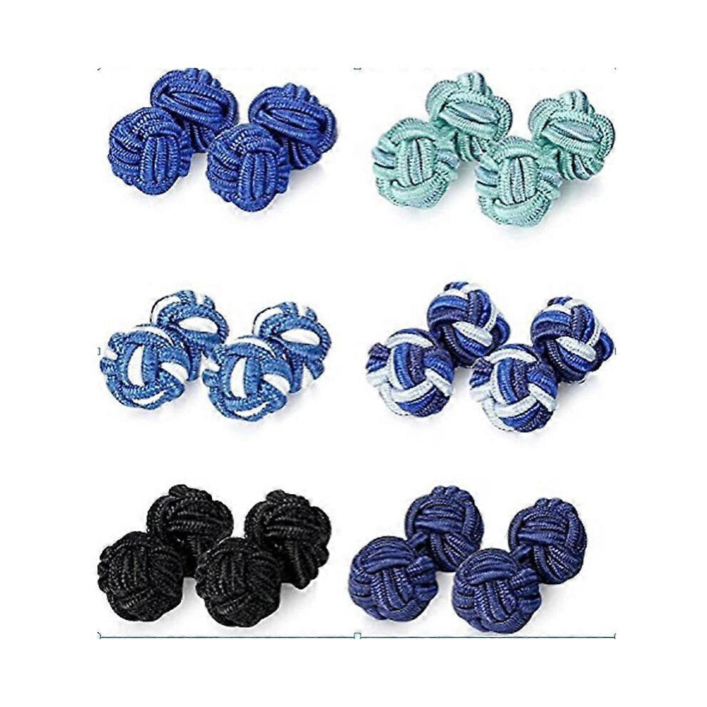 (As show, One size) 6Pairs Silk Knots Cufflinks for Men-Women Shirt, for Business Wedding Gifts