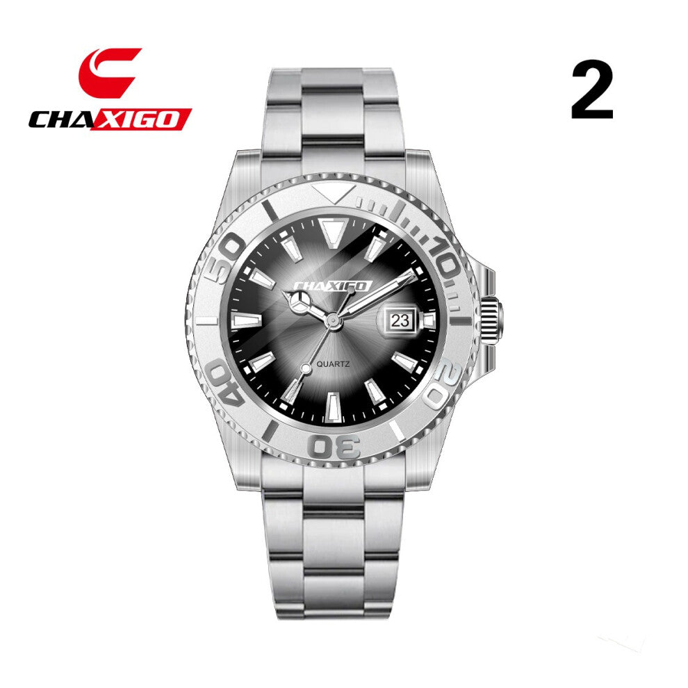 (White shell + white ring + black surface + white steel band CA-116-2) men's and women's personalized, creative and fashionable watches, alloy waterpr