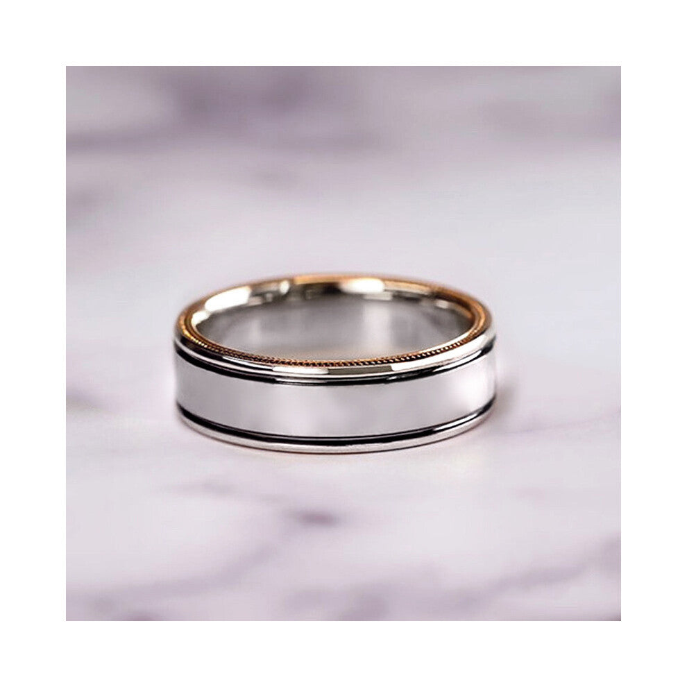 (F1163 Men's Singles Ring, No. 11) Bestselling 3-Piece Women's Ring Set - Rose Gold Two-Tone Sparkling Zircon Rings, Luxury Engagement Bands & Gift