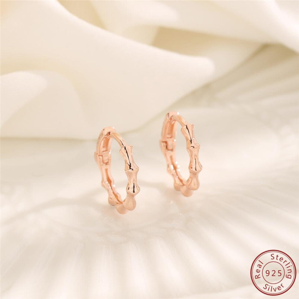(Rose Gold) European and American New 100% 925 Pure Silver Rose Gold Bone Joint Earrings For Women Wedding Engagement Jewelry Gift