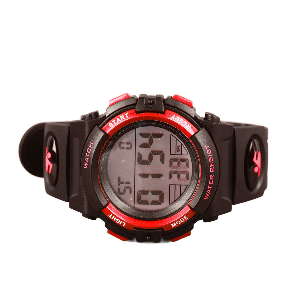 Digital Electronic Watches 50M Waterproof PU Strap Multifunctional Outdoor Sports Watch for Children Red
