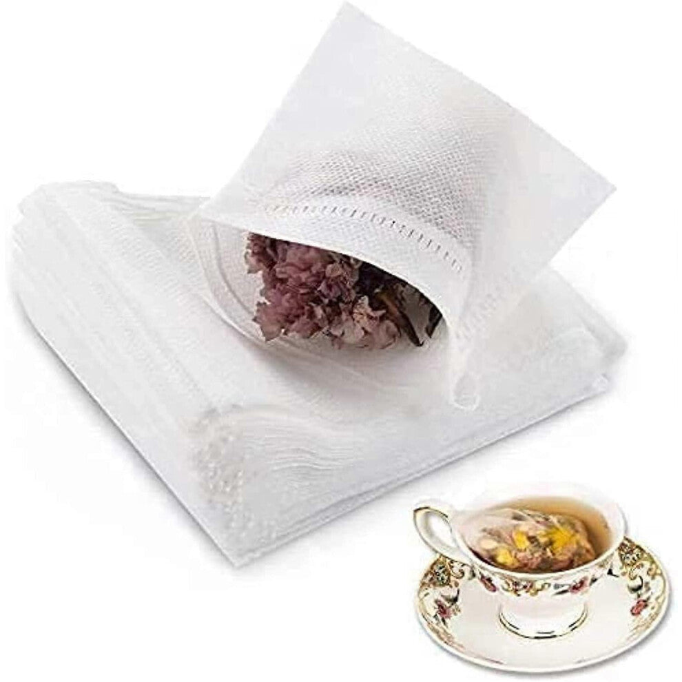 (As show, One size) 400Pcs Disposable Tea Filter Bags Empty Cotton Drawstring Bag Filter Tea Bags for Loose Leaf (9 x 7cm)