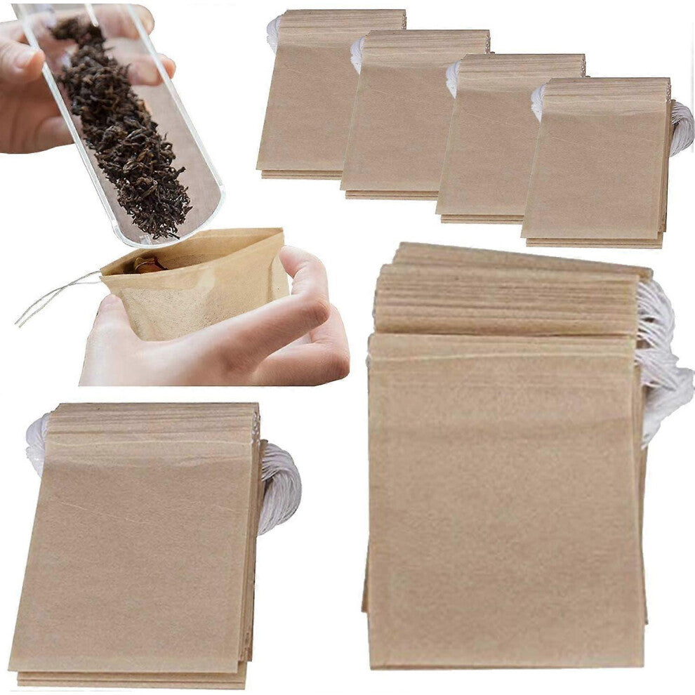 (As show, One size) 600 Pcs Tea Bags Disposable Tea Filter Bags Natural Unbleached Paper Drawstring Empty Tea Bags for Loose Tea and Coffee (7 x 9 cm)