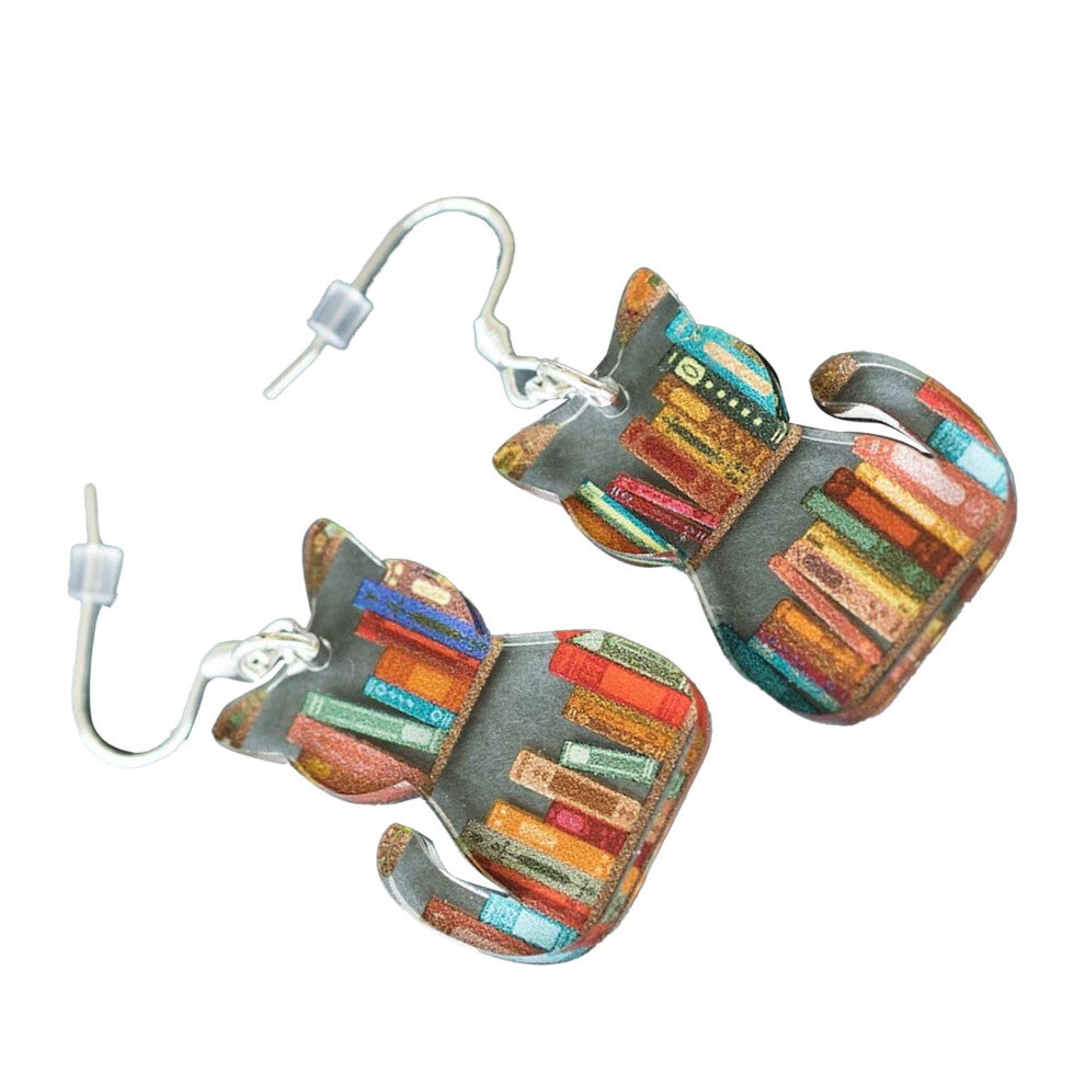 Women Animal Earrings Bookshelf Style Fashionable Acrylic Animal Drop Earrings for Daily Wear Dog Silver