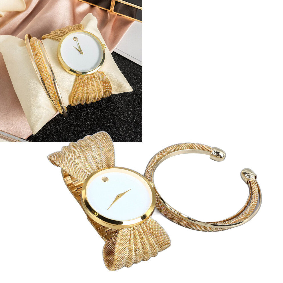 2Pcs Ladies Watches Adjustable Accurate Timekeeping Quartz Movement Comfortable Watches Bracelet Sets for Women