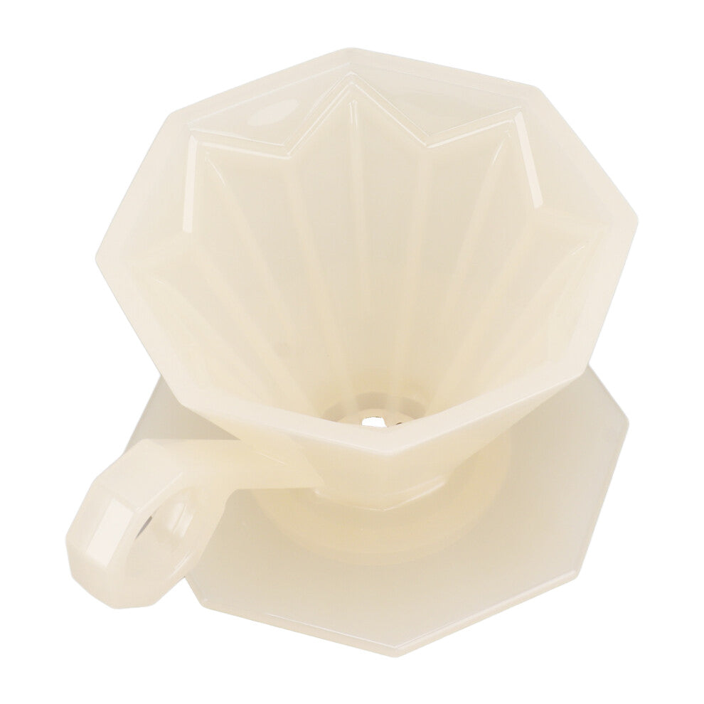 Coffee Filter Cup Resin Paperless Reusable Octagonal Pour Over Coffee Maker Filter Cone with Handle for V60 Beige