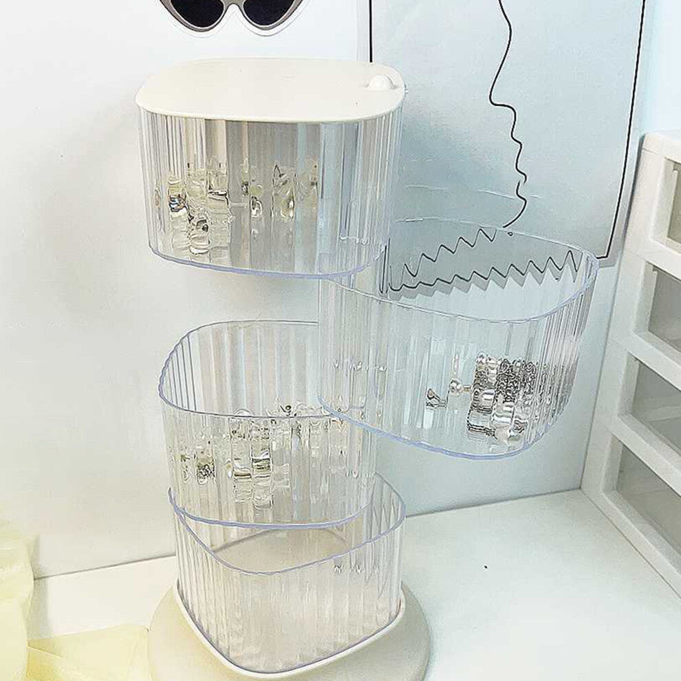 Rotating Hair Accessories Storage Box Dustproof Desktop Transparent 4 Tier Rotating Jewelry Organizer Box for Jewelry Hair Clip Headband St