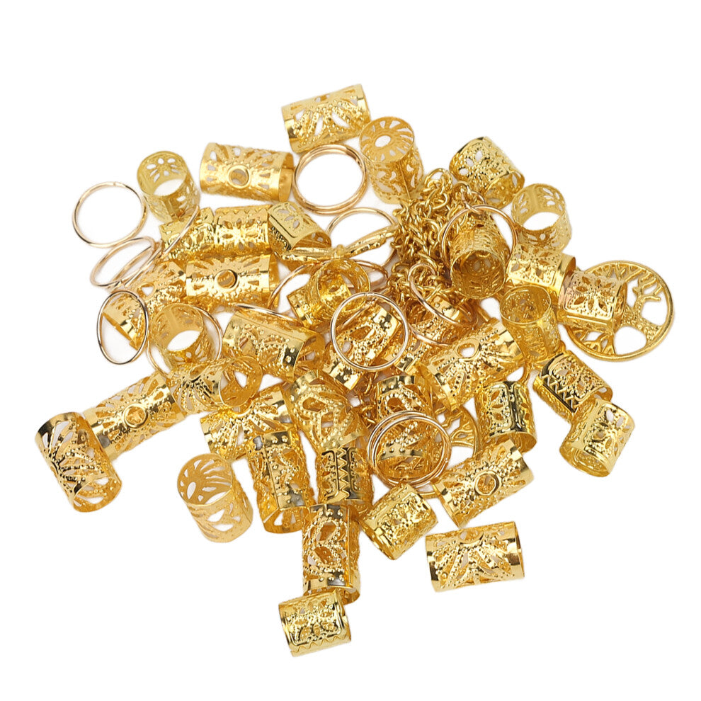Dreadlock Jewelry Gold Hollow Out Exquisite Hair Braiding Cuffs Rings DIY Dreadlock Accessories