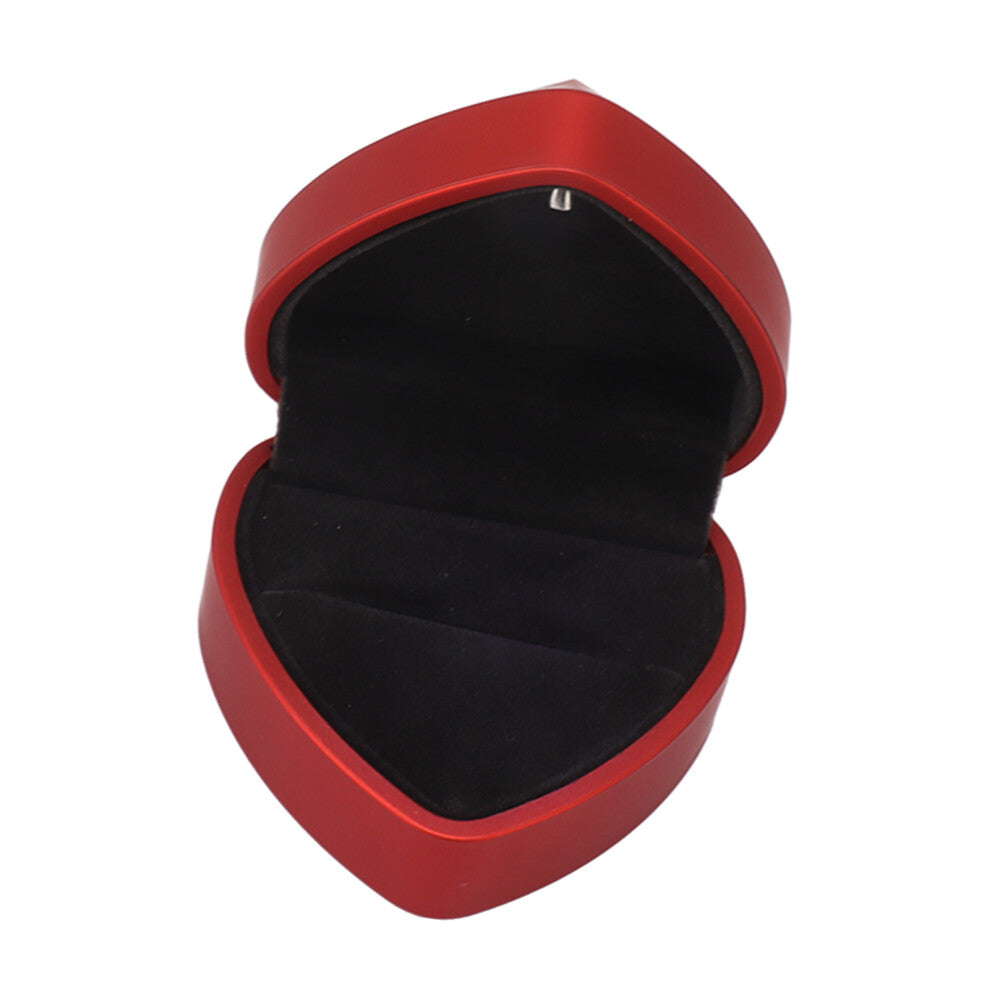 Heart Shaped Ring Gift Box with LED Light Soft Velvet Jewelry Display Case for Wedding Engagement Birthday Anniversary