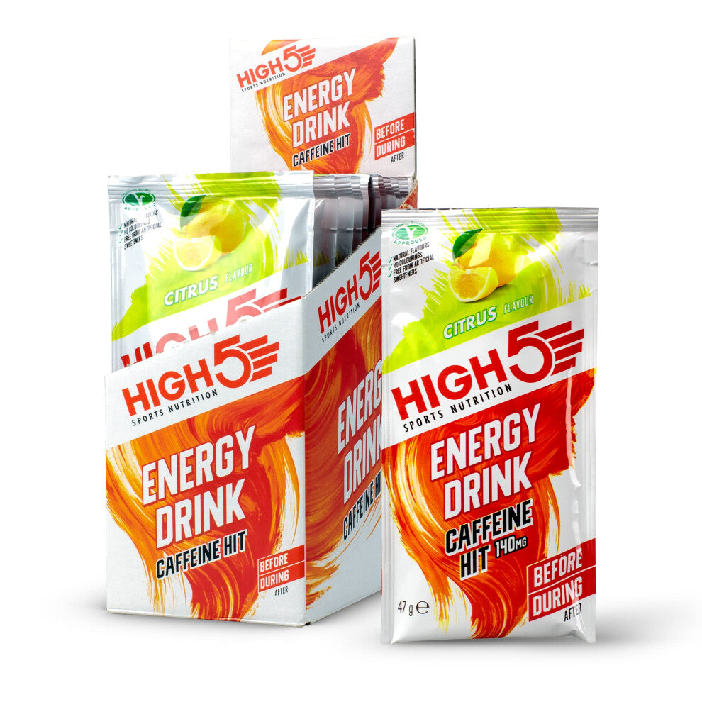 HIGH5 Energy Drink Caffeine Hit Powder, Citrus, 12x47g