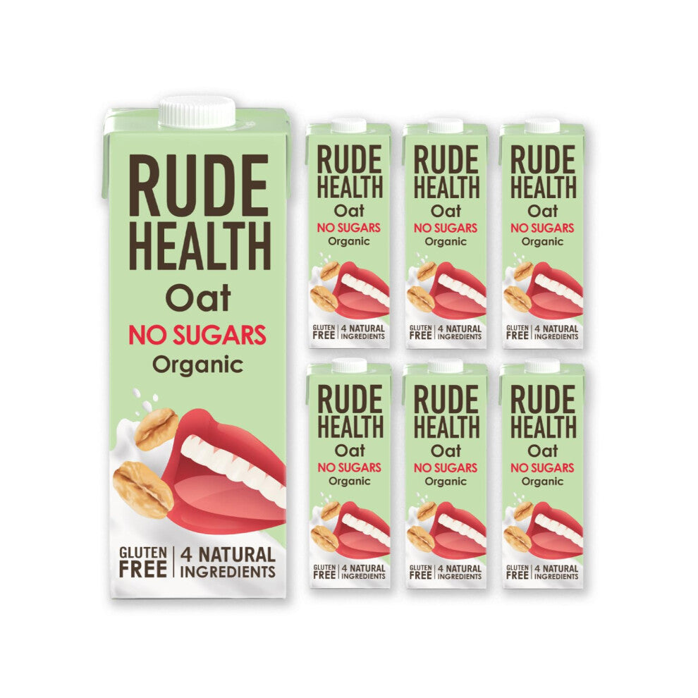 Rude Health Organic Oat Milk, No Sugar, 6 x 1 Litre, Dairy-Free