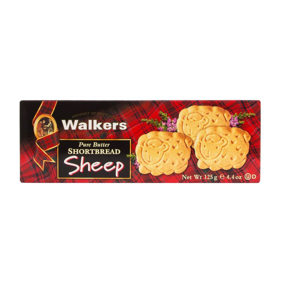 Walker's Shortbread Sheep Shapes, Traditional Scottish Recipe, Premium Pure Butter - Perfect for Gifts, Snacks, and Parties - 125g (Pack of 4)